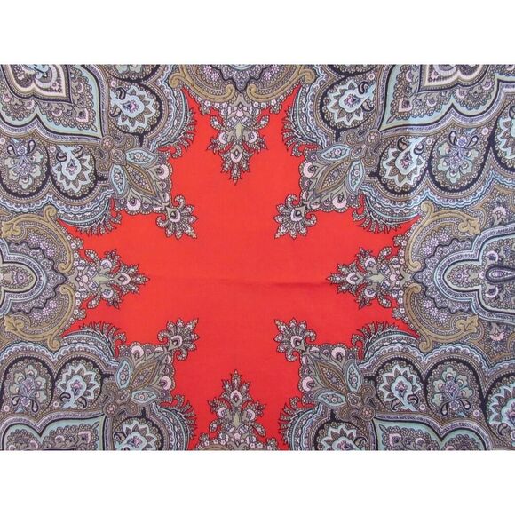 Vintage Liberty Of London Silk Scarf 23 x 23 in Pink Olive Fleur De Lis Red - Picture 2 of 16